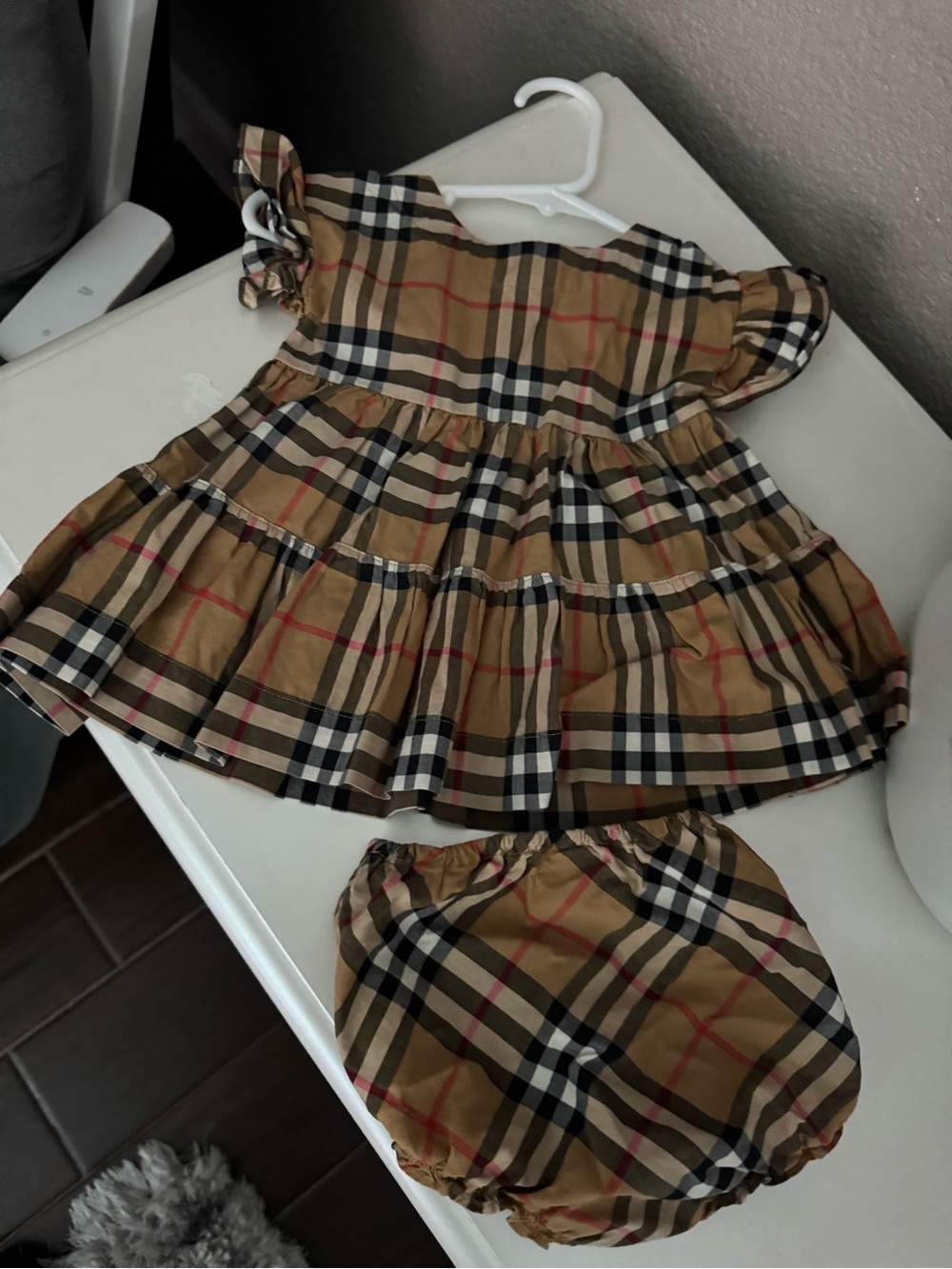 Burberry Classic Check Shirt in Tan, Black & Red